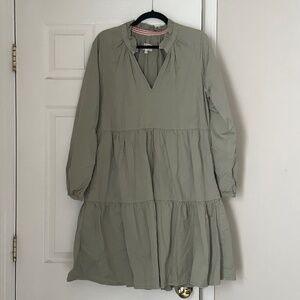 Sundry Eucalyptus Green Tiered Mini Dress Size 2 Boho Peasant Style Cotton